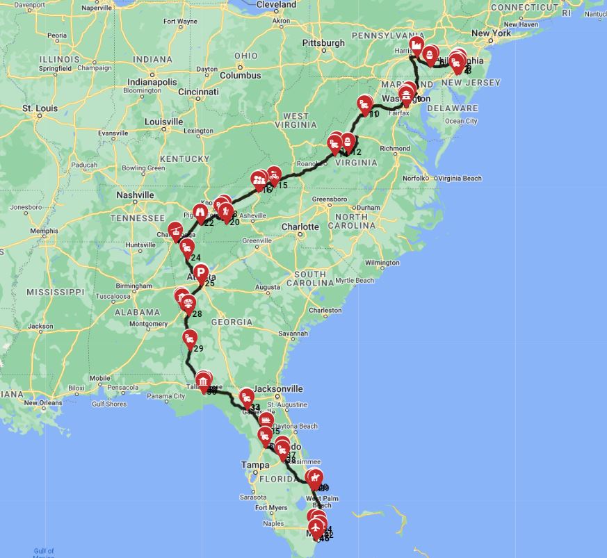 Philadelphia to Miami Best RV Trip Route Planning Tools